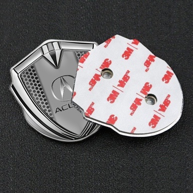 Acura Fender Emblem Badge Silver Grey Honeycomb Classic Logo