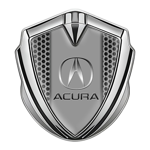Acura Fender Emblem Badge Silver Grey Honeycomb Classic Logo
