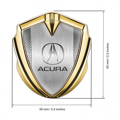 Acura Bodyside Emblem Badge Gold Aluminum Mesh Metallic Motif