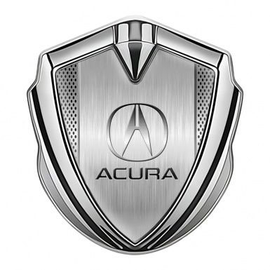 Acura Bodyside Emblem Badge Silver Aluminum Mesh Metallic Motif