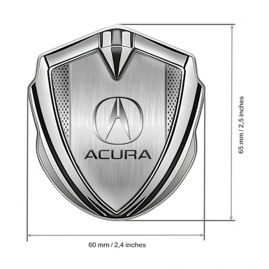 Acura Bodyside Emblem Badge Silver Aluminum Mesh Metallic Motif
