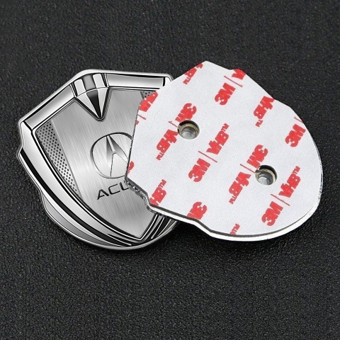 Acura Bodyside Emblem Badge Silver Aluminum Mesh Metallic Motif