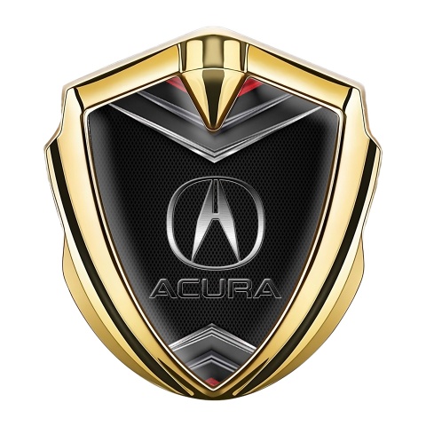 Acura Trunk Emblem Badge Gold Dark Mesh Chrome Elements