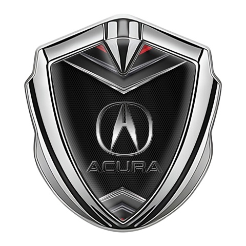 Acura Trunk Emblem Badge Silver Dark Mesh Chrome Elements