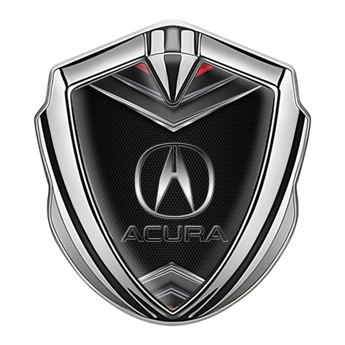 Acura Trunk Emblem Badge Silver Dark Mesh Chrome Elements