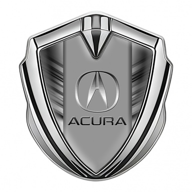 Acura Bodyside Domed Emblem Silver Greyscale Stripes Classic Logo