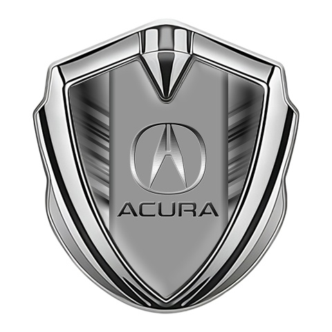 Acura Bodyside Domed Emblem Silver Greyscale Stripes Classic Logo