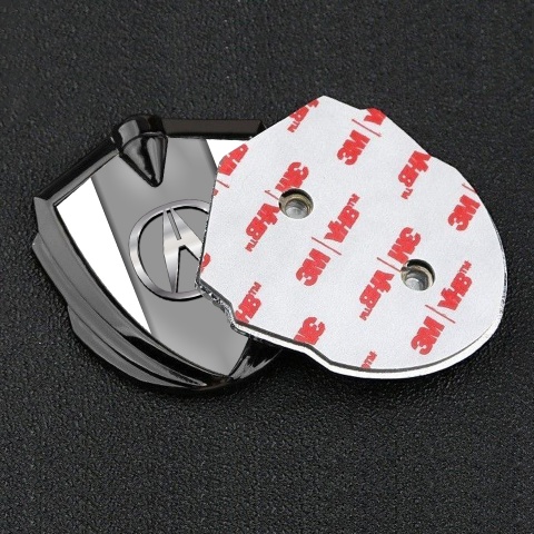 Acura 3D Car Metal Domed Emblem Graphite White Pearl Chrome Logo Motif