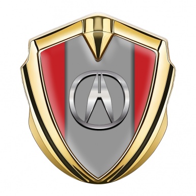 Acura Bodyside Emblem Self Adhesive Gold Red Base Chrome Logo Effect
