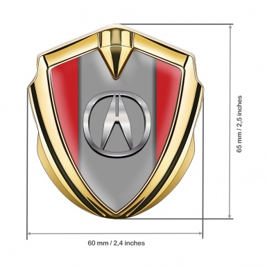 Acura Bodyside Emblem Self Adhesive Gold Red Base Chrome Logo Effect