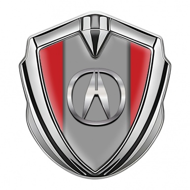 Acura Bodyside Emblem Self Adhesive Silver Red Base Chrome Logo Effect