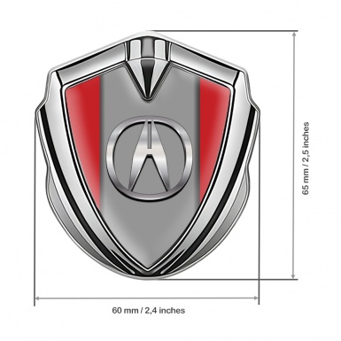 Acura Bodyside Emblem Self Adhesive Silver Red Base Chrome Logo Effect
