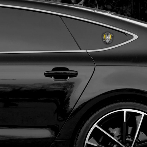 Acura Emblem Badge Self Adhesive Graphite Yellow Theme Metallic Logo