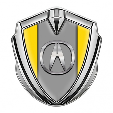 Acura Emblem Badge Self Adhesive Silver Yellow Theme Metallic Logo
