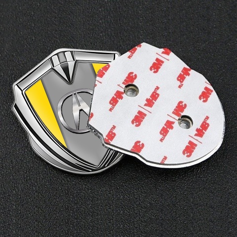 Acura Emblem Badge Self Adhesive Silver Yellow Theme Metallic Logo