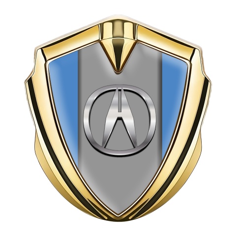 Acura Fender Emblem Badge Gold Glacial Blue Polished Edition