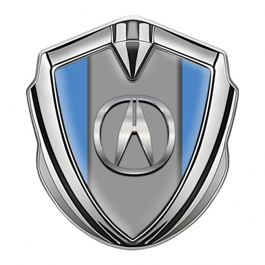 Acura Fender Emblem Badge Silver Glacial Blue Polished Edition