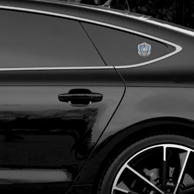Acura Fender Emblem Badge Silver Glacial Blue Polished Edition