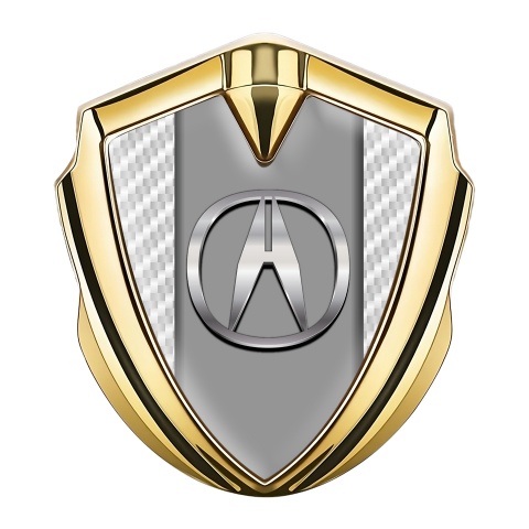 Acura Bodyside Emblem Badge Gold White Carbon Base Grey Hub Motif
