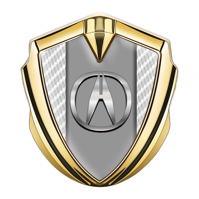 Acura Bodyside Emblem Badge Gold White Carbon Base Grey Hub Motif