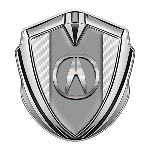 Acura Bodyside Emblem Badge Silver White Carbon Base Grey Hub Motif