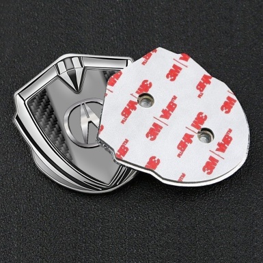Acura Bodyside Domed Emblem Silver Black Carbon Motif Chrome Effect