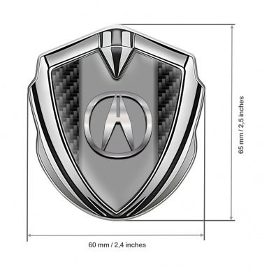 Acura Bodyside Domed Emblem Silver Black Carbon Motif Chrome Effect
