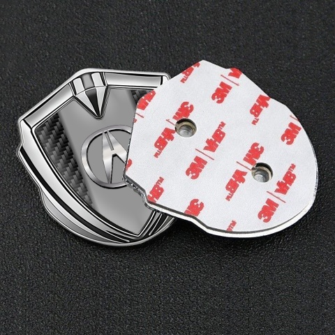 Acura Bodyside Domed Emblem Silver Black Carbon Motif Chrome Effect