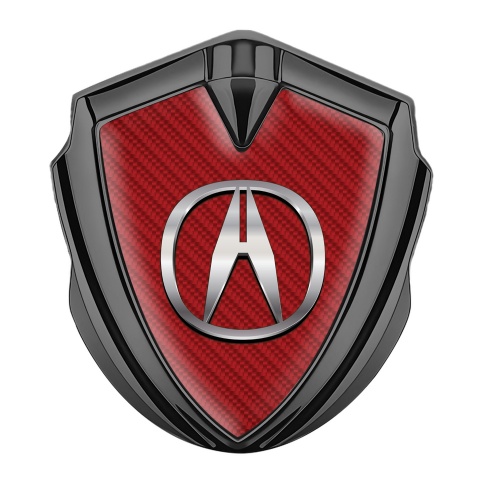 Acura Metal Emblem Self Adhesive Graphite Red Carbon Polished Design