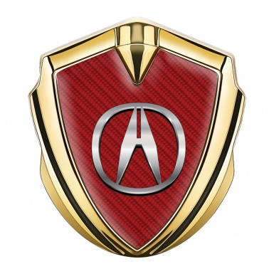 Acura Metal Emblem Self Adhesive Gold Red Carbon Polished Design