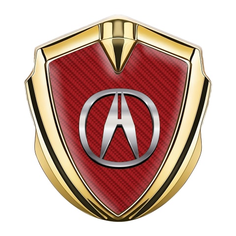 Acura Metal Emblem Self Adhesive Gold Red Carbon Polished Design