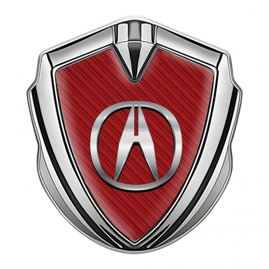 Acura Metal Emblem Self Adhesive Silver Red Carbon Polished Design