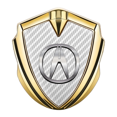 Acura 3D Car Metal Domed Emblem Gold White Carbon Polished Logo