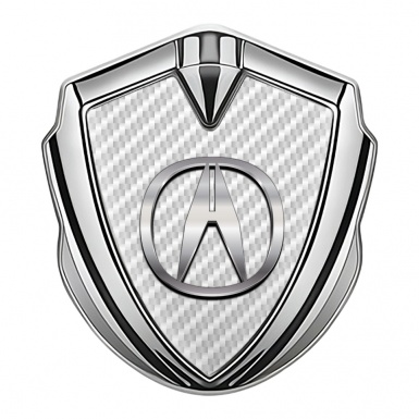Acura 3D Car Metal Domed Emblem Silver White Carbon Polished Logo
