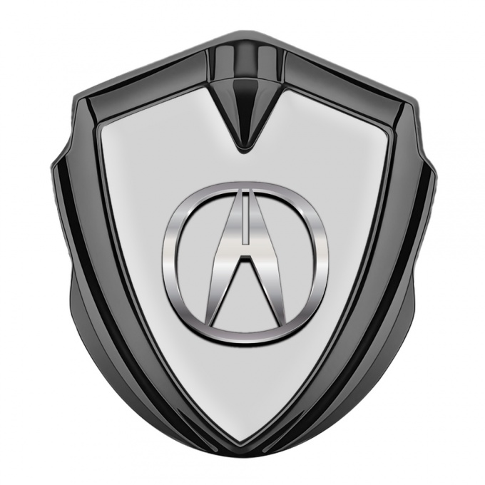 Acura Emblem Badge Self Adhesive Graphite Grey Base Polished Logo