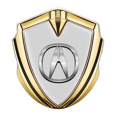 Acura Emblem Badge Self Adhesive Gold Grey Base Polished Logo