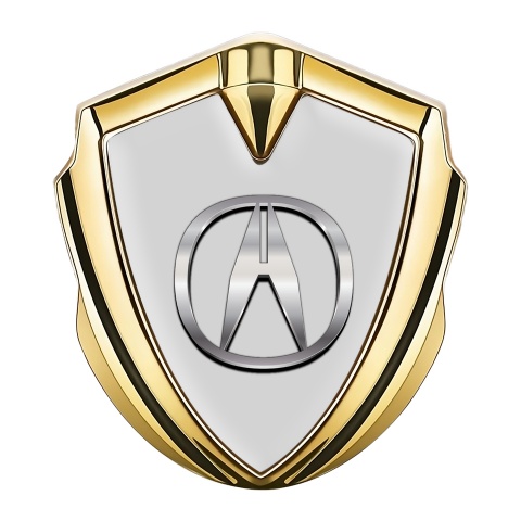 Acura Emblem Badge Self Adhesive Gold Grey Base Polished Logo