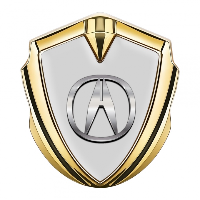 Acura Emblem Badge Self Adhesive Gold Grey Base Polished Logo