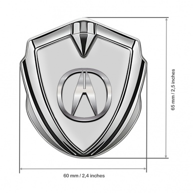 Acura Emblem Badge Self Adhesive Silver Grey Base Polished Logo
