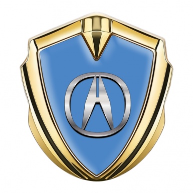 Acura Emblem Fender Badge Gold Glacial Blue Chromatic Logo Design
