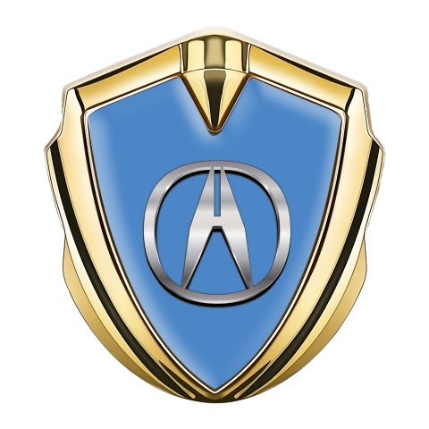 Acura Emblem Fender Badge Gold Glacial Blue Chromatic Logo Design
