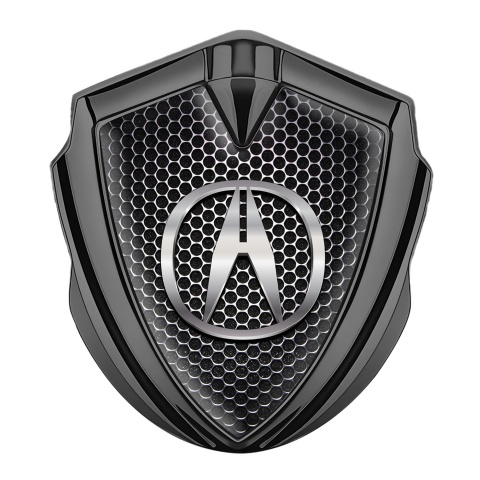 Acura Fender Emblem Badge Graphite Metallic Grate Chrome Logo Effect