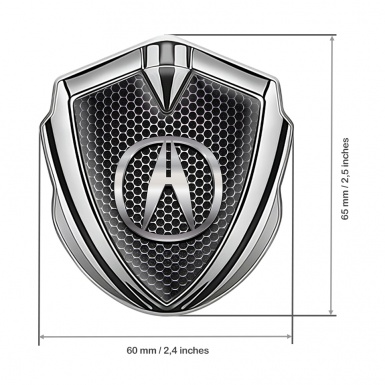 Acura Fender Emblem Badge Silver Metallic Grate Chrome Logo Effect