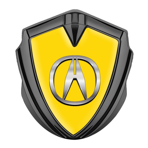 Acura Emblem Self Adhesive Graphite Yellow Background Chromed Effect