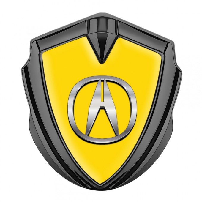 Acura Emblem Self Adhesive Graphite Yellow Background Chromed Effect