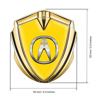 Acura Emblem Self Adhesive Gold Yellow Background Chromed Effect