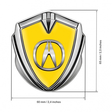 Acura Emblem Self Adhesive Silver Yellow Background Chromed Effect