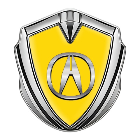 Acura Emblem Self Adhesive Silver Yellow Background Chromed Effect