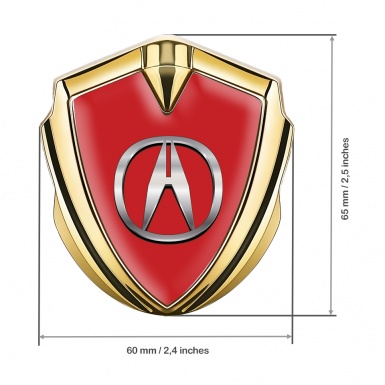 Acura Bodyside Emblem Badge Gold Crimson Base Chromed Variant