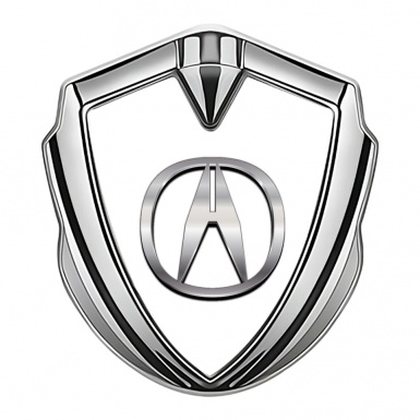 Acura Trunk Emblem Badge Silver White Pearl Chromatic Logo Design